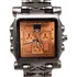 Relógio Masculino Minute Machine Vermelho Pulseira De Aço Correia Prateado Bisel Prateado Fundo Laranja