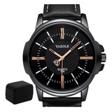 Relógio Masculino Original Couro Yazole De Pulso Quartzo