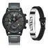 Relógio Masculino Original Curren Esportivo + Pulseira Metal Cor Da Correia Cinza-escuro Cor Do Bisel Cinza-escuro Cor Do Fundo Cinza-escuro