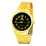 Relógio Masculino Orinet Luxo Original Prova D água Cor Da Correia Dourado Cor Do Fundo Preto