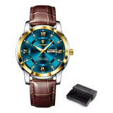 Relógio Masculino Poedagar Luxo Funcional Pulseira De Couro