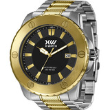 Relógio Masculino Prata E Dourado Grande Com Data X-watch