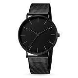 Relógio Masculino Preto Resistente à àgua 40mm Minimalista Ultra Fino De Aço Inoxidável Original De Luxo Casual Estiloso Original Relógio De Pulso