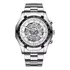 Relógio Masculino Quartz Aço Inox Skeleton Luxo Prova Dágua