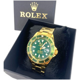 Relógio Masculino Rolex Submariner Em Verde E Dourado