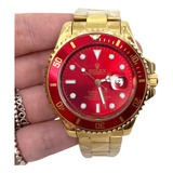 Relógio Masculino Rolex Submariner Em Vermelho E Dourado