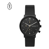 Relógio Masculino Skagen Ancher Pulseira De Malha De Aço Cor Preta