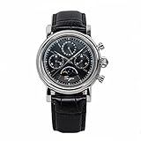 Relógio Masculino Sugess Mechanical Seagull Movement ST1908 Chronograph Vintage Moonphase Pulseira De Couro Genuíno à Prova D água 50ATM Preto Cronógrafo Mecânico