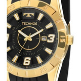 Relógio Masculino Technos Preto Dourado Silicone 2115kza 8p Original C Garantia
