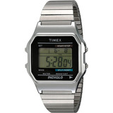 Relógio Masculino Timex Com Luz Indiglo 34 Mm E 3 Atm T785829j, Cor Da Pulseira: Prata, Moldura, Cor De Fundo Prateada, Cor De Fundo Cinza