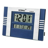 Relógio Mesa Parede Digital Temperatura Alarme Calendário L7 Cor Da Estrutura Azul Cor Do Fundo Prateado