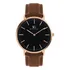 Relógio Minimalista De Couro Bronx Black Rosé Gold 40mm Cor Da Correia Marrom Cor Do Fundo Preto