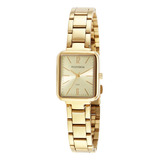 Relógio Mondaine Feminino Dourado Quadrado Casual 32377lpmv