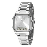 Relógio Mondaine Feminino Quadrado Anadigi Prateado