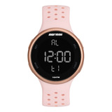 Relógio Mormaii Feminino Digi Rosé Correia Rosa Bisel Rosa Fundo Preto