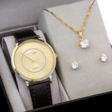 Relógio Nowa Dourado Couro Feminino Nw1410k