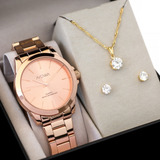 Relógio Nowa Dourado Feminino Nw1026k Kit