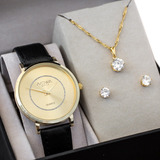Relógio Nowa Feminino Dourado Couro Nw1409k