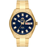 Relógio Orient Automático Dourado Azul 469gp076f D1kx
