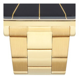Relógio Orient Feminino Quadrado Dourado Fundo Preto Luxo