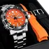 Relógio Orient Masculino Automático F49ss014 Diver 300m Cor Da Correia Prateado Cor Do Bisel Preto Cor Do Fundo Laranja