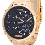 Relogio Orient Masculino Cronógrafo Mgsst003 P2kx Dourado Cor Do Fundo Preto