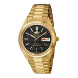 Relógio Orient Masculino Dourado Automático 3 Estrelas 469wc Cor Do Fundo Preto