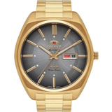 Relógio Orient Masculino Dourado Automático Casual Em Aço Cor Do Fundo Cinza