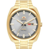 Relógio Orient Masculino Dourado Automático Luxo F49gg021 Cor Do Fundo Prateado
