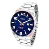 Relógio Orient Masculino Esportivo Original Lançamento Cor Da Correia Prateado Cor Do Bisel Prateado Cor Do Fundo Azul escuro
