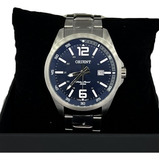 Relógio Orient Masculino Prata Fundo Azul