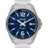 Relógio Orient Masculino Prata Fundo Azul