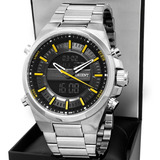 Relógio Orient Masculino Prata Neo Sports Dual Timer Em Aço Cor Da Correia Prateado Cor Do Bisel Prata amarelo