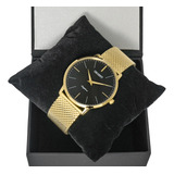 Relógio Orient Masculino Slim Mgsss005 P1kx Safira Dourado