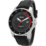 Relógio Orient Masculino Sport Mbsp1039 Aço Silicone Correia Prata Bisel Prata Fundo Preto