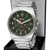 Relógio Orient Original Masculino P D água Estilo Militar Cor Da Correia Prateado Cor Do Bisel Prateado Cor Do Fundo Verde