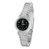 Relógio Orinet Premium Xii1159 Feminino A Prova D Agua Delicado Cor Da Correia Prata Cor Do Fundo Preto