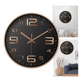 Relógio Parede 20cm Números Gold Moderno Silencio Estrutura Dourado Fundo Preto