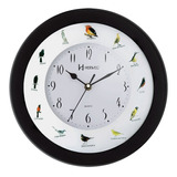 Relógio Parede 30 Cm Canto Pássaros Preto Herweg 6370