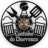 Relógio Parede Cantinho Churrasco Vinil Lp Decoração Retrô