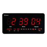 Relógio Parede Digital Led Calendário Termômetro Herweg 6464