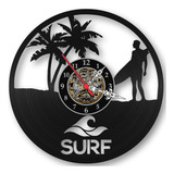 Relógio Parede Surf Prancha Vinil Lp Decoração Retrô Vintage