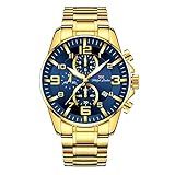 Relógio Philiph London Masculino Ref Pl80125645m Az Cronógrafo Dourado