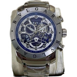 Relogio Prateado Esqueleto Bvgari