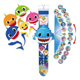 Relogio Projetor Baby Shark 24 Imagens Digital Infantil