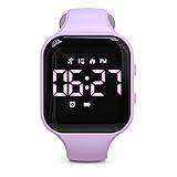 Relógio Rastreador Fitness Led Sem Bluetooth Relógio Pedômetro Digital Com Contagem De Passos Distância Calorias Cronômetro Despertador ótimo Presente Para Crianças Adolescentes Meninas Meninos Natal Quadrado Roxo 