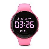 Relógio Rastreador Fitness Led Sem Bluetooth Relógio Pedômetro Digital Com Contagem De Passos Distância Calorias Cronômetro Despertador ótimo Presente Para Crianças Adolescentes Meninas Meninos Natal Redondo Rosa 