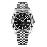 Relógio Rolex Datejust Prateado E Preto Com Caixa Simples