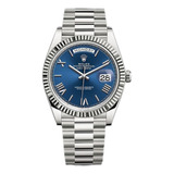 Relógio Rolex Day date 40mm Azul Ouro Branco Automático