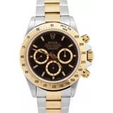Relógio Rolex Daytona Automático Misto Preto Banho Ouro 18k